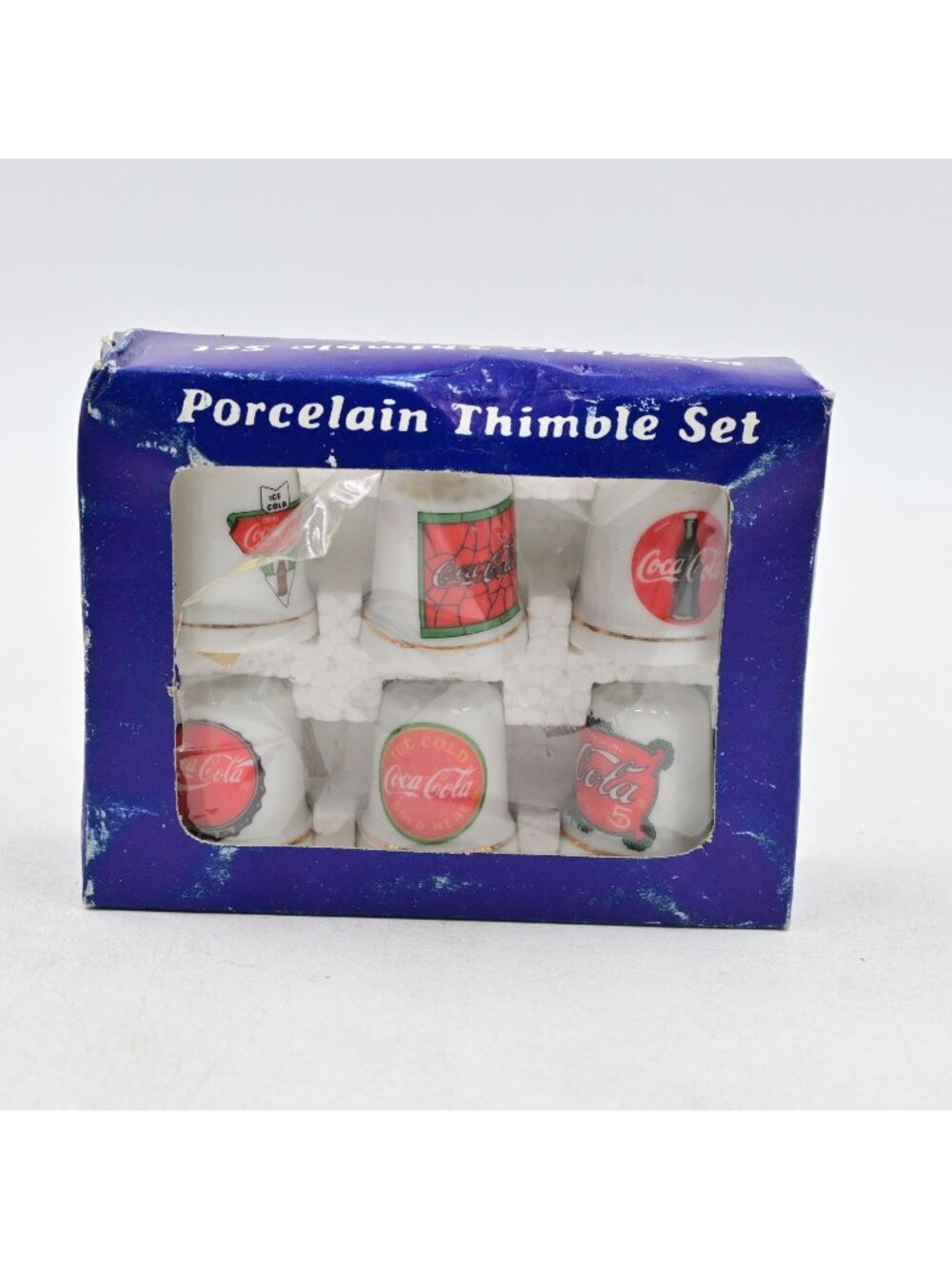 Coca-Cola Porcelain Thimble Set Of 6 In Box Collectible Vintage New Old Stock